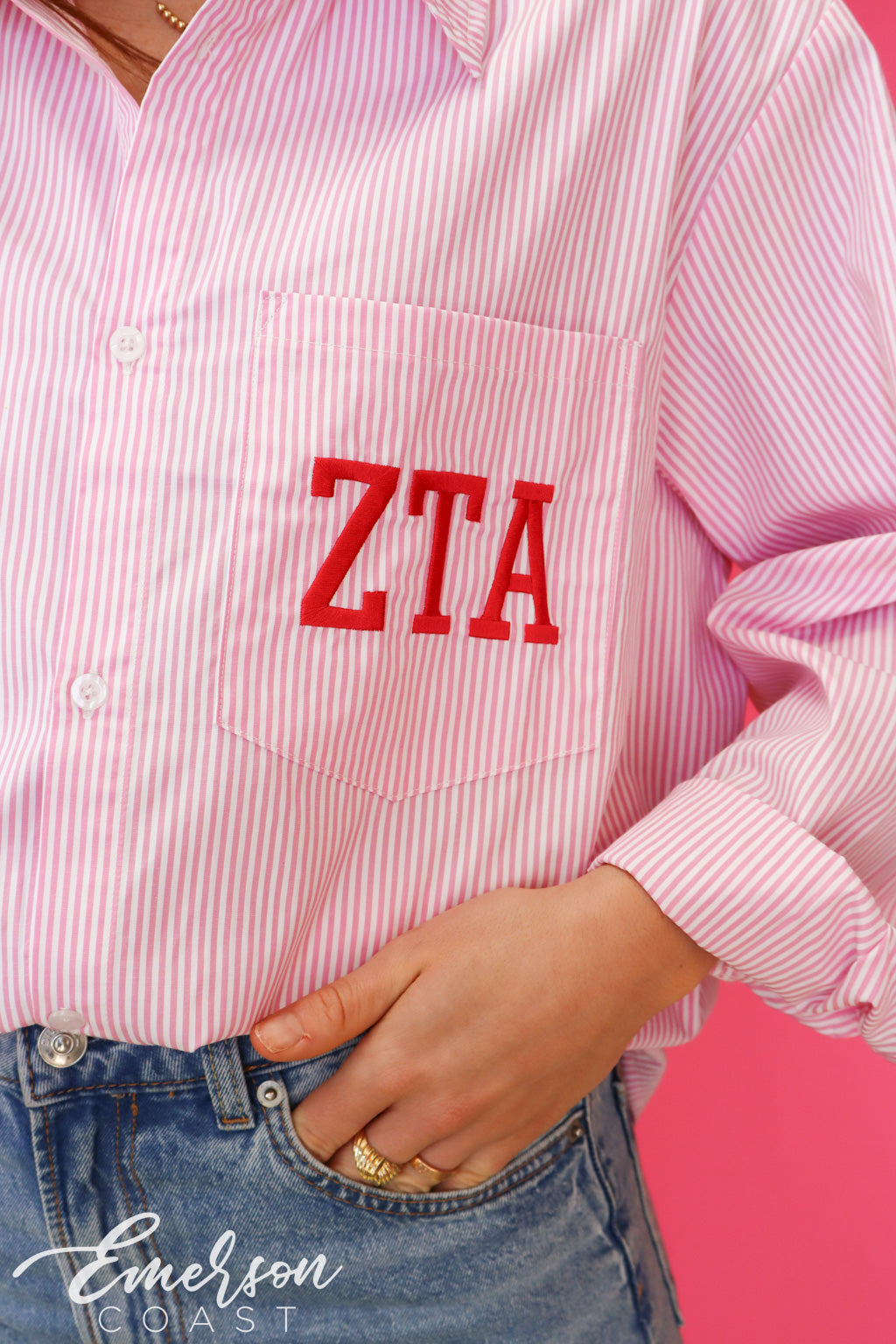 Emerson Coast Light Pink Striped Button Down Shirt