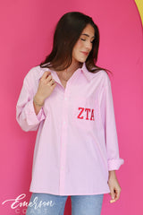 Emerson Coast Light Pink Striped Button Down Shirt