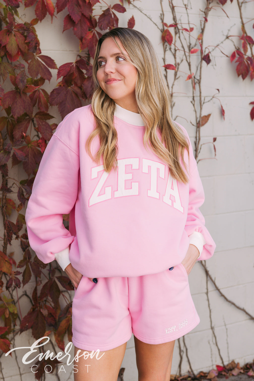 Zeta Pink Mockneck and Shorts Set