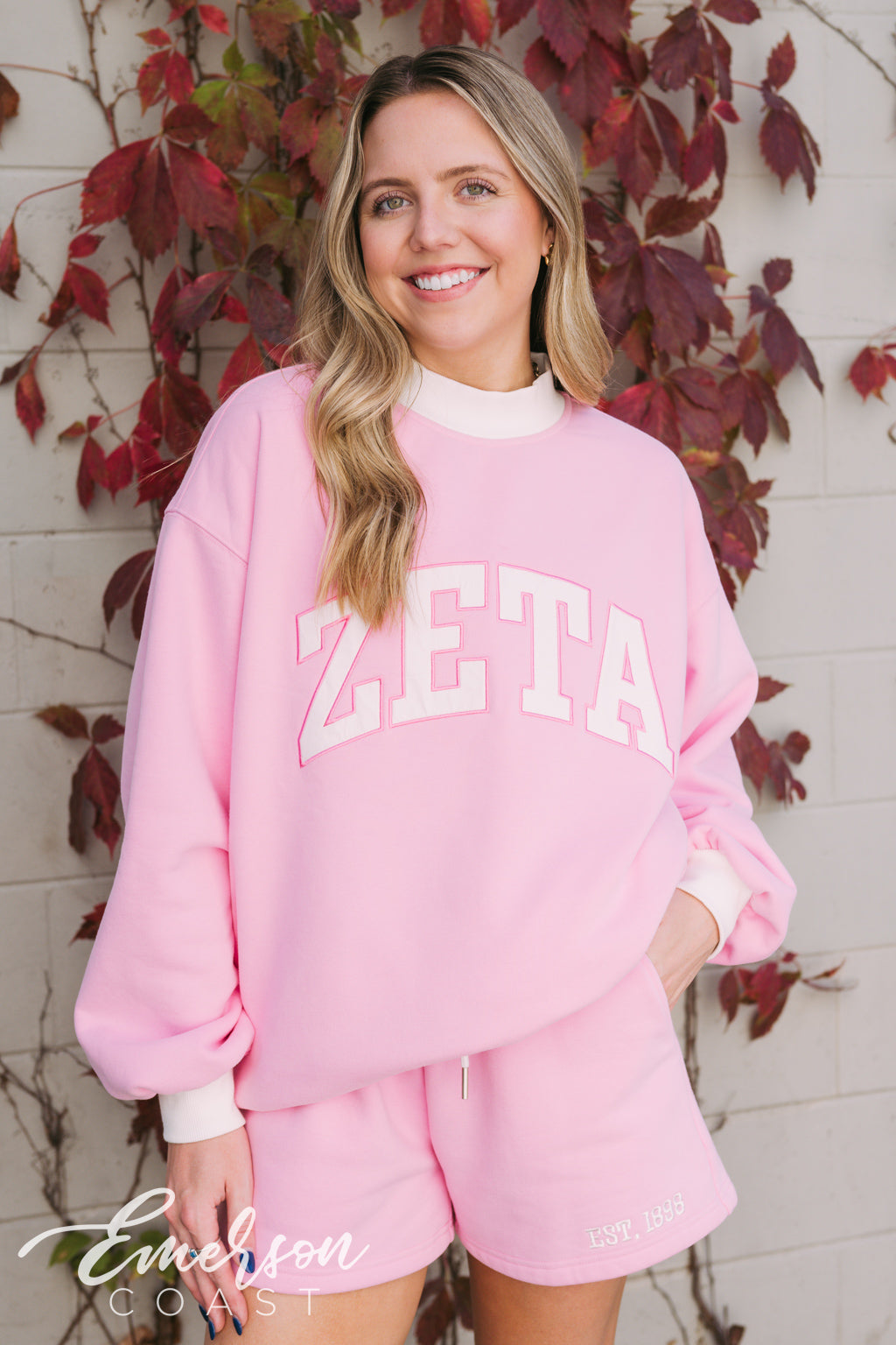 Zeta Pink Mockneck and Shorts Set