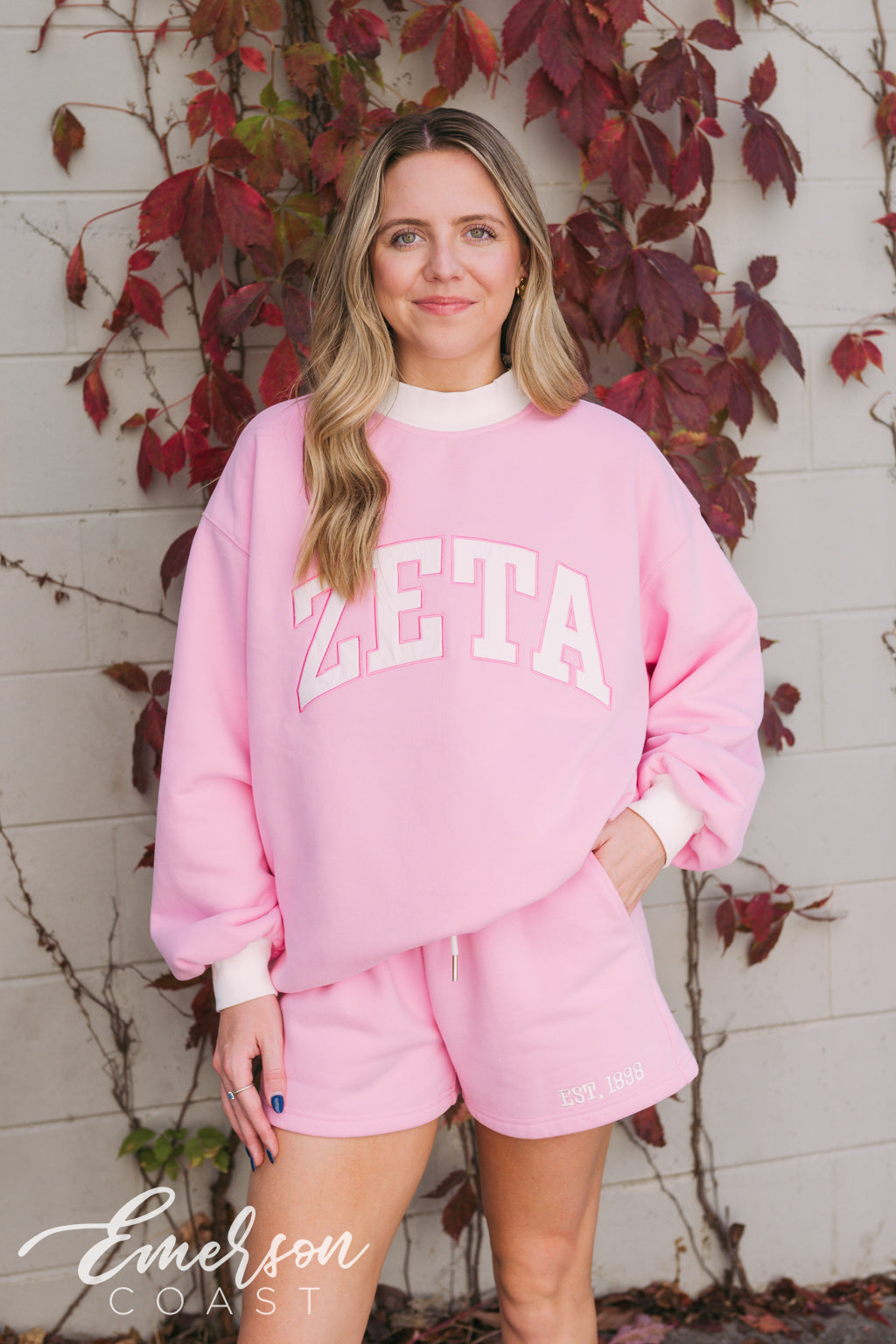 Zeta Pink Mockneck and Shorts Set