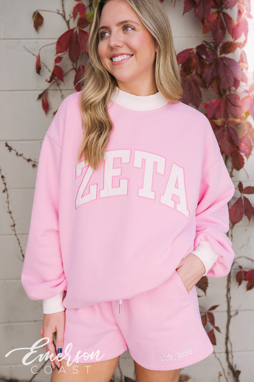 Zeta Pink Mockneck and Shorts Set