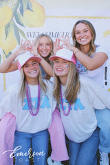 Zeta Tau Alpha White/Pink Bid Day Trucker Hat