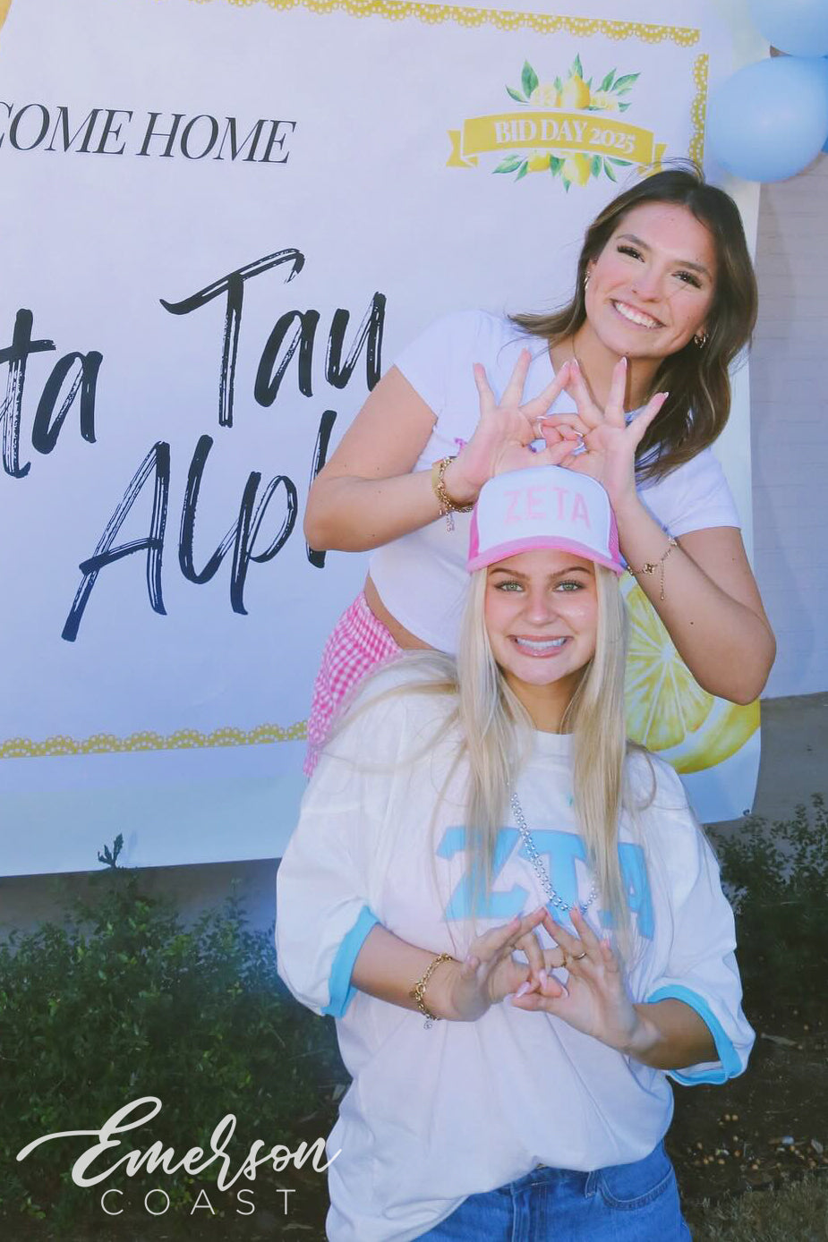 Zeta Tau Alpha White/Pink Bid Day Trucker Hat