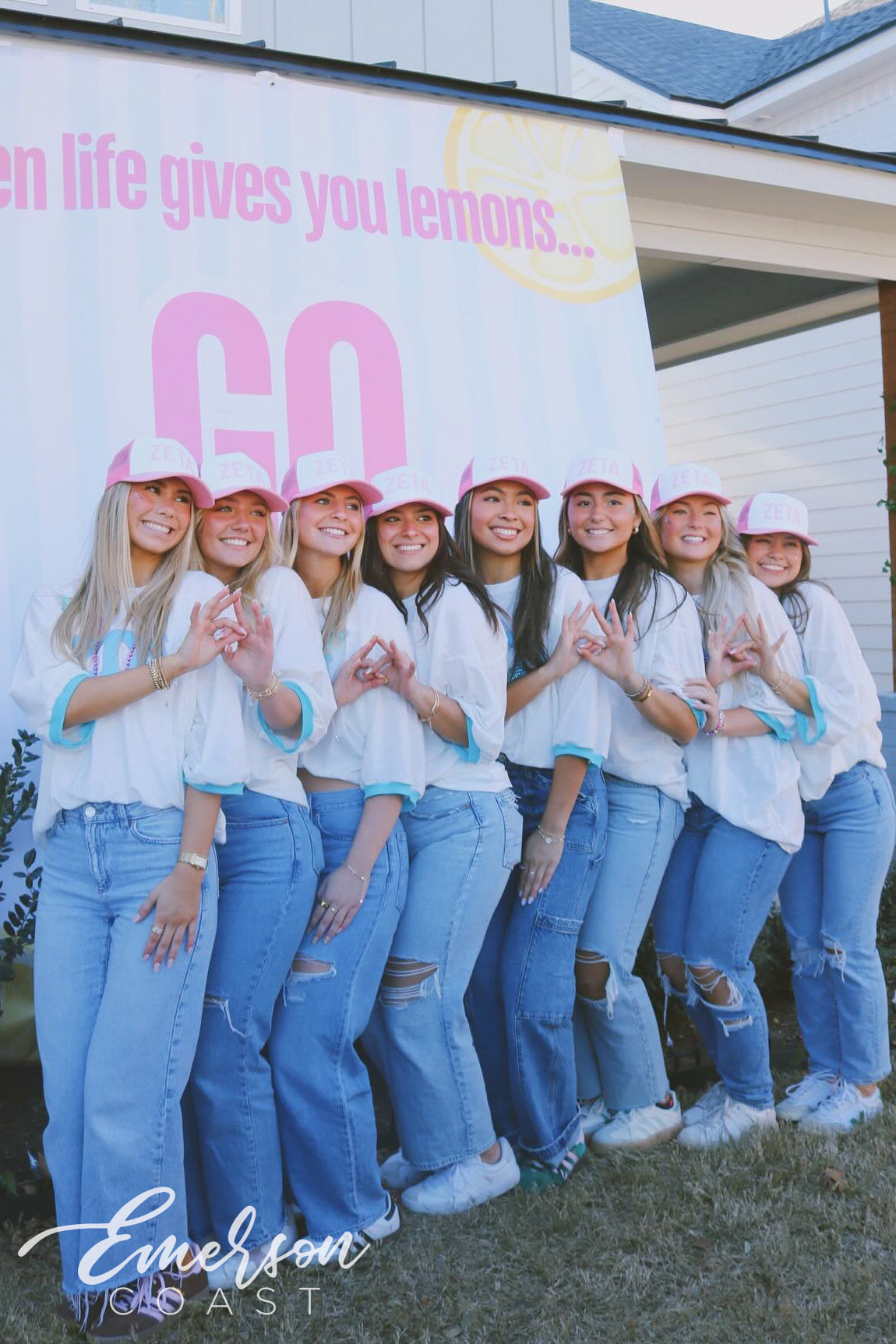 Zeta Tau Alpha White/Pink Bid Day Trucker Hat