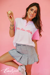 Zeta Tau Alpha Pink Colorblock Henley