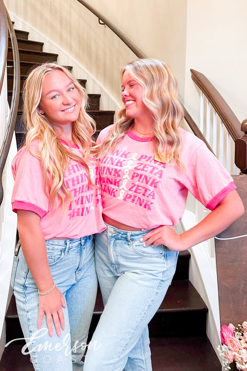 ZTA Think Pink Think Zeta Colorblock Ringer