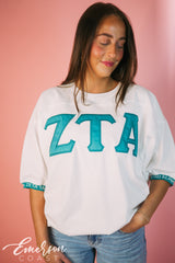 ZTA Teal Repeating Cuff Letter Jersey