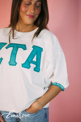 ZTA Teal Repeating Cuff Letter Jersey