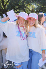 Zeta Tau Alpha White/Pink Bid Day Trucker Hat