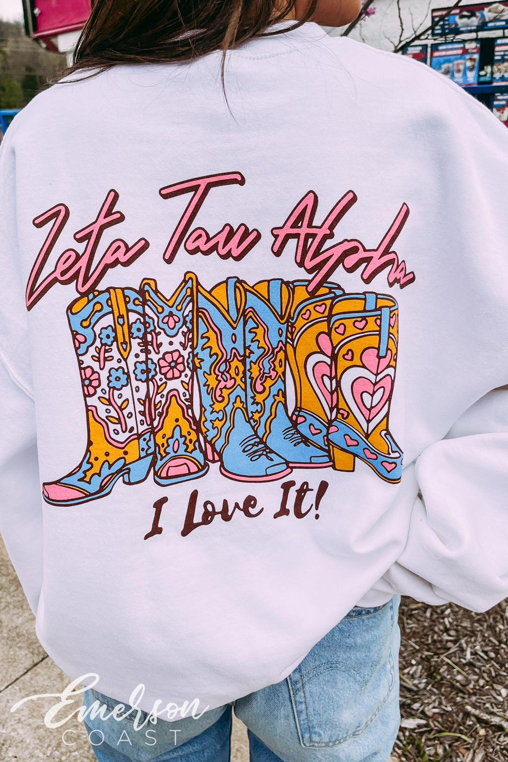 Zeta Tau Alpha I Love It Cowboy Boot Sweatshirt