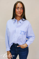 ZTA Blue Striped Button Down Shirt
