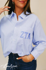 ZTA Blue Striped Button Down Shirt