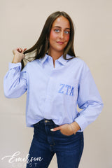ZTA Blue Striped Button Down Shirt