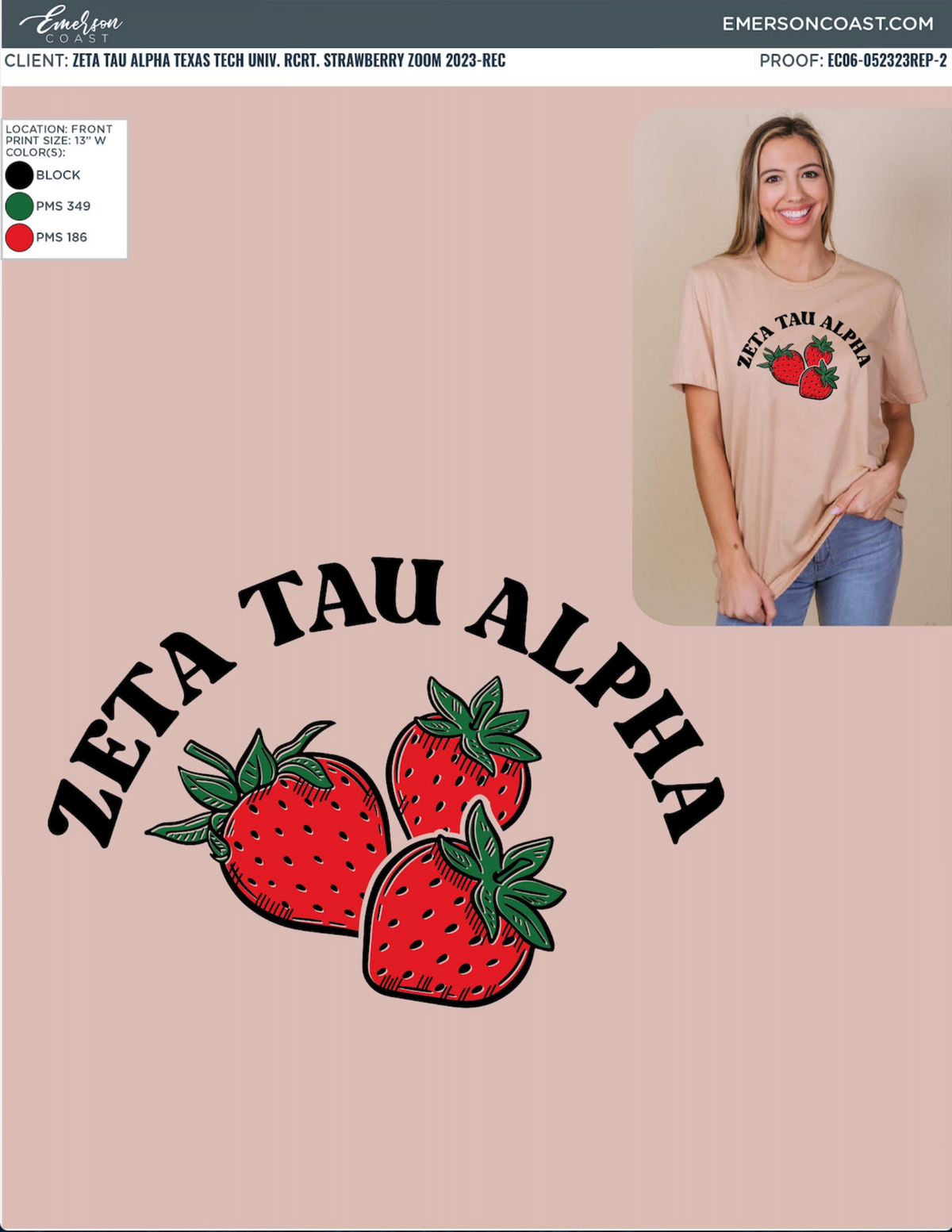 Zeta Tau Alpha Strawberry Recruitment Tee