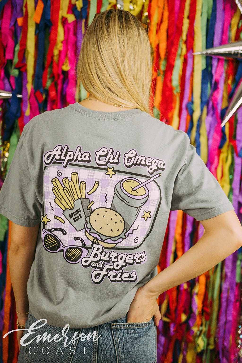 Alpha Chi Omega Philanthropy Burgers and Fries Tee