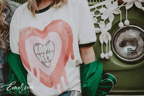 Kappa Delta Heart Bid Day Ringer Tee