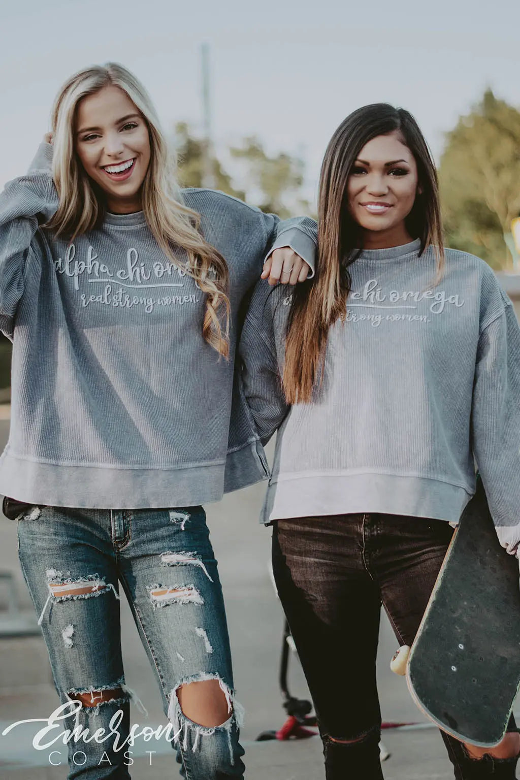 Alpha Chi Omega Lavender Corduroy Crewneck