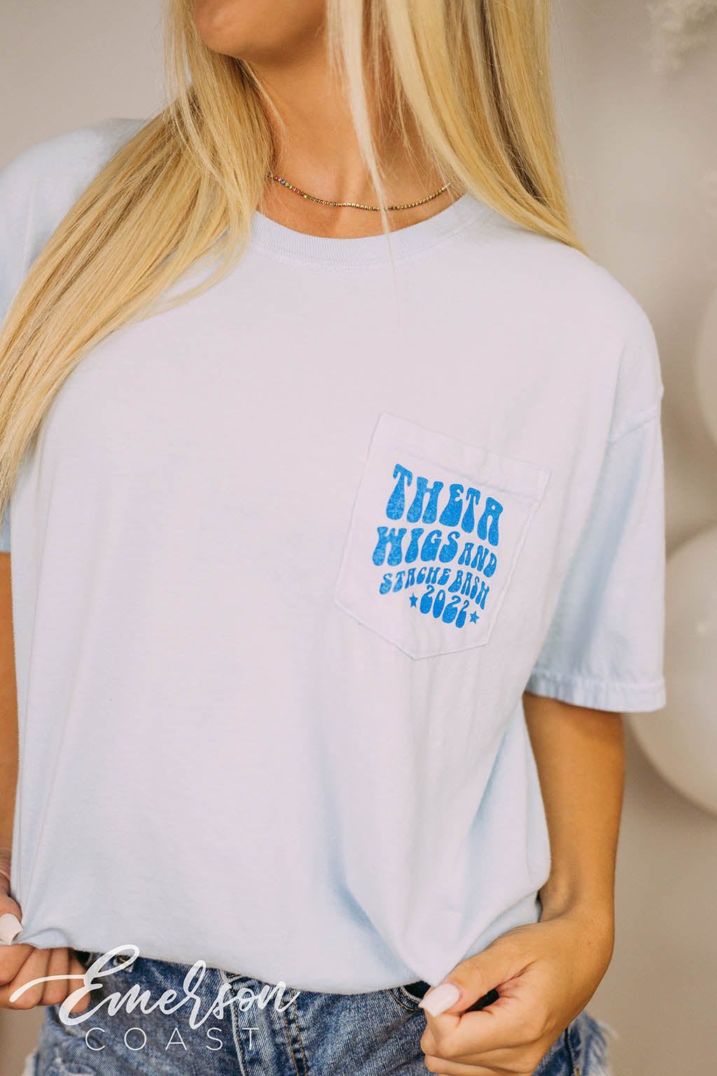 Kappa Alpha Theta Social Wigs and Stache Tee
