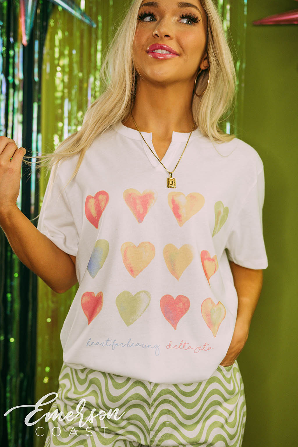 Delta Zeta Philanthropy Heart For Hearing Watercolor Tee