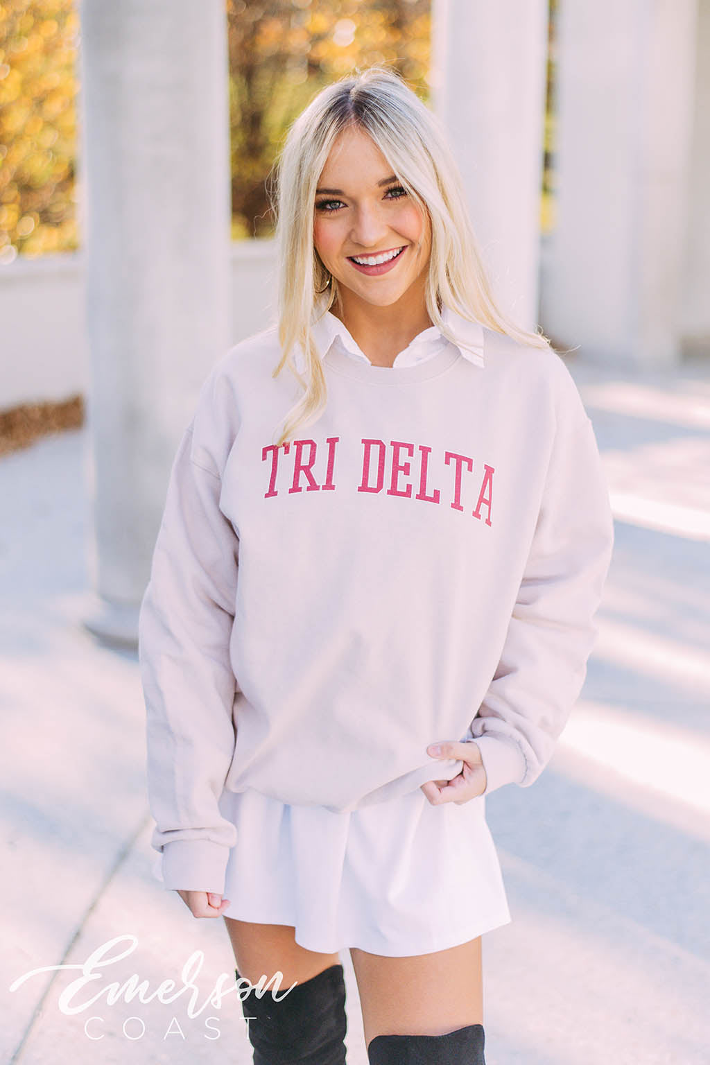 Tri Delta Varsity Sand Sweatshirt