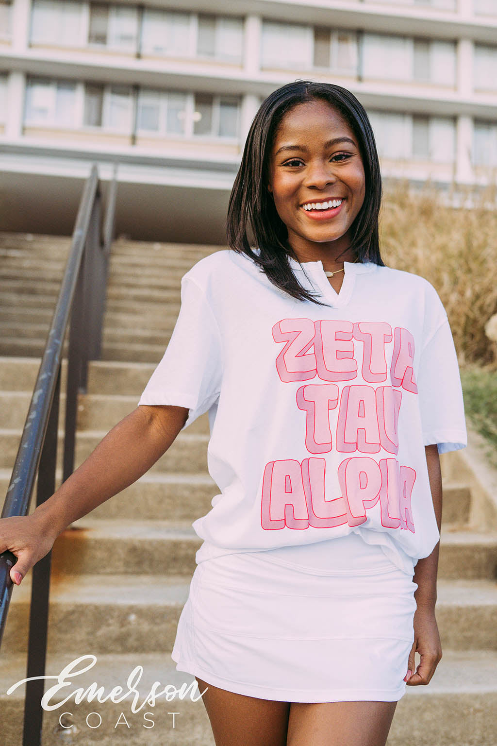 Zeta Tau Alpha PR 3D Font Notch Tee