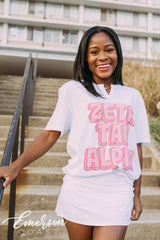 Zeta Tau Alpha PR 3D Font Notch Tee