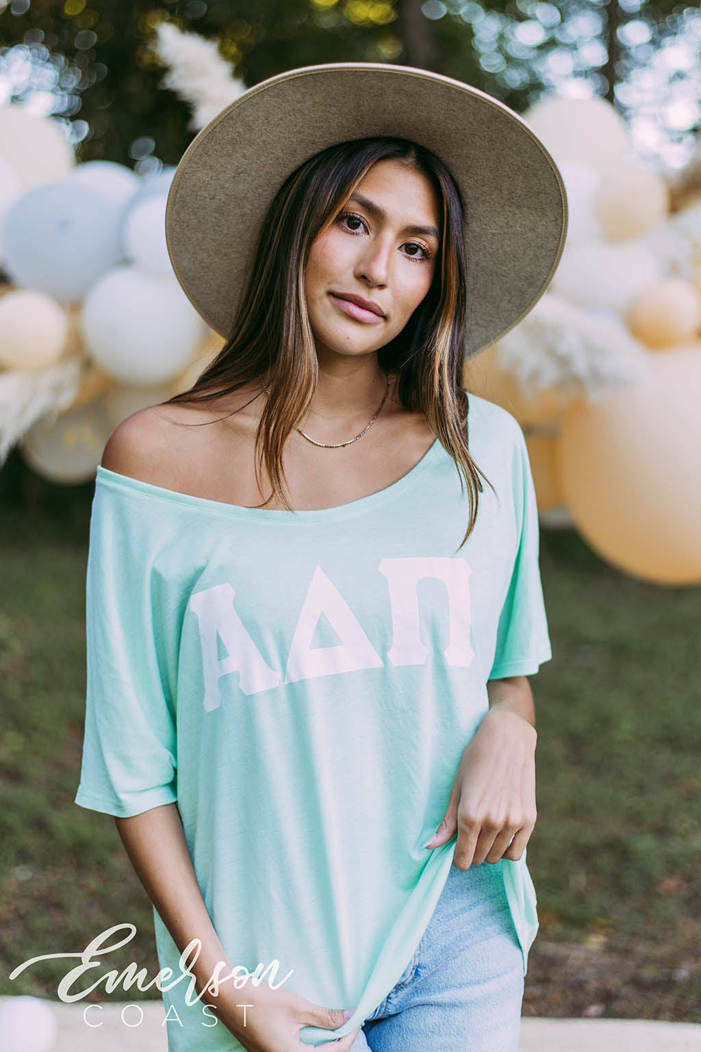 Alpha Delta Pi Letters Slouchy Tee