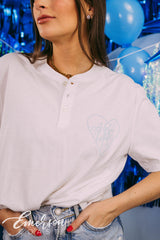Alpha Delta Pi PR Dainty Heart Henley Tee