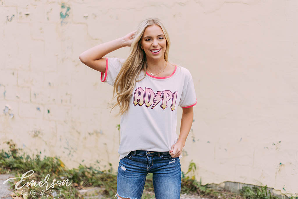 ADPi Retro Lightning Ringer Tshirt