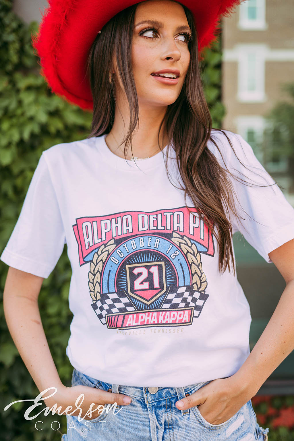 Alpha Delta Pi Social Racing Stripes Tee