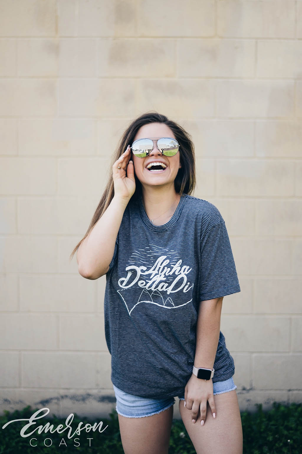Alpha Delta Pi Stripe Navy Tee