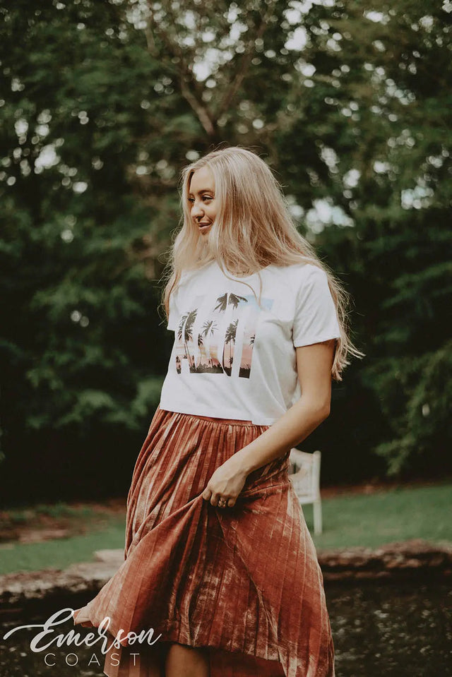 Alpha Delta Pi Palm Tree Cropped Tee