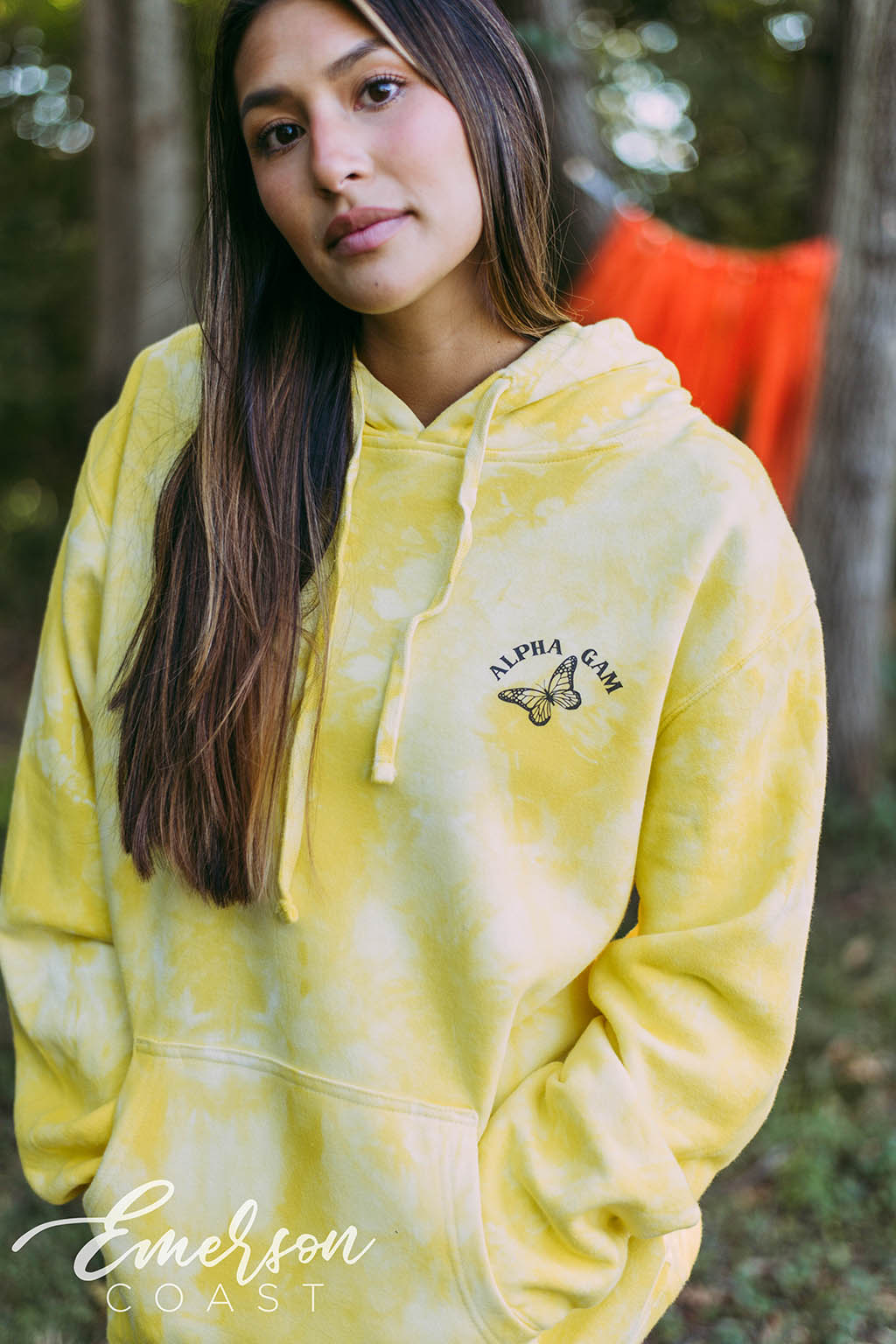 Alpha Gamma Delta Butterfly Yellow Hoodie