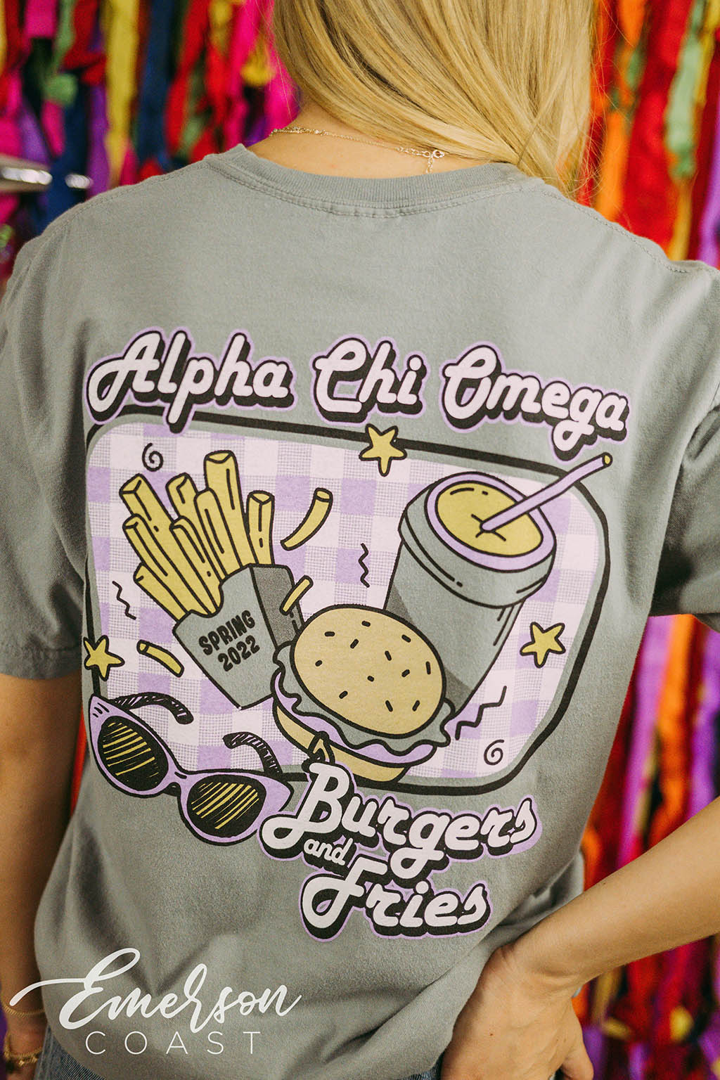 Alpha Chi Omega Philanthropy Burgers and Fries Tee