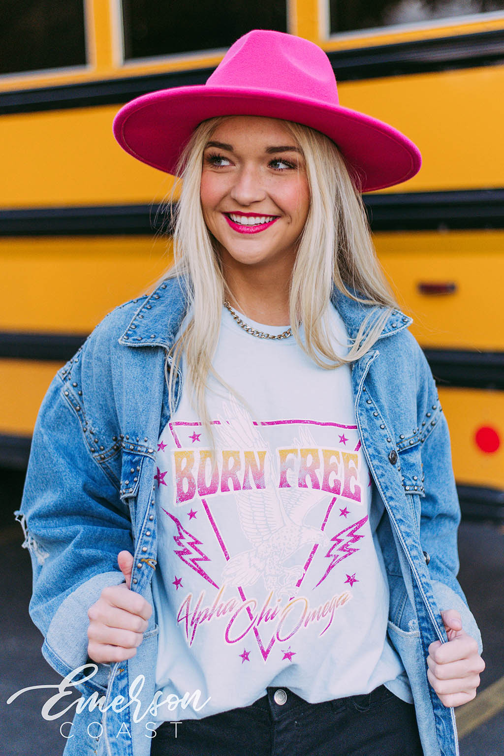 Alpha Chi Omega Born Free Graphic LS Tee