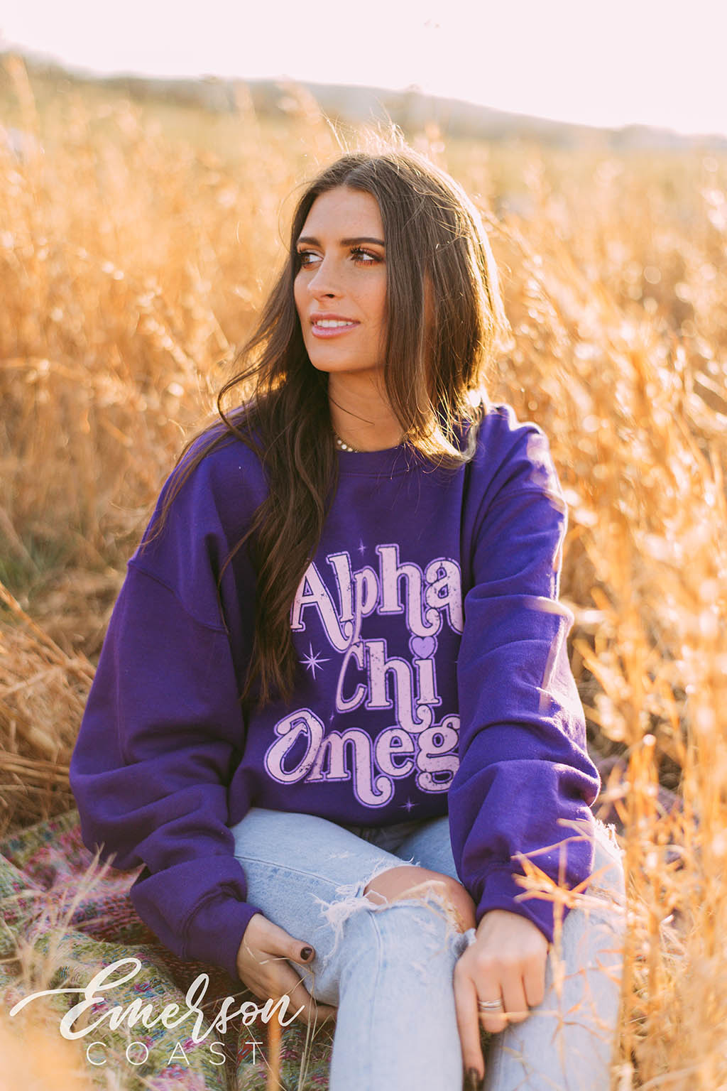 Alpha Chi Omega Purple Pr Crewneck