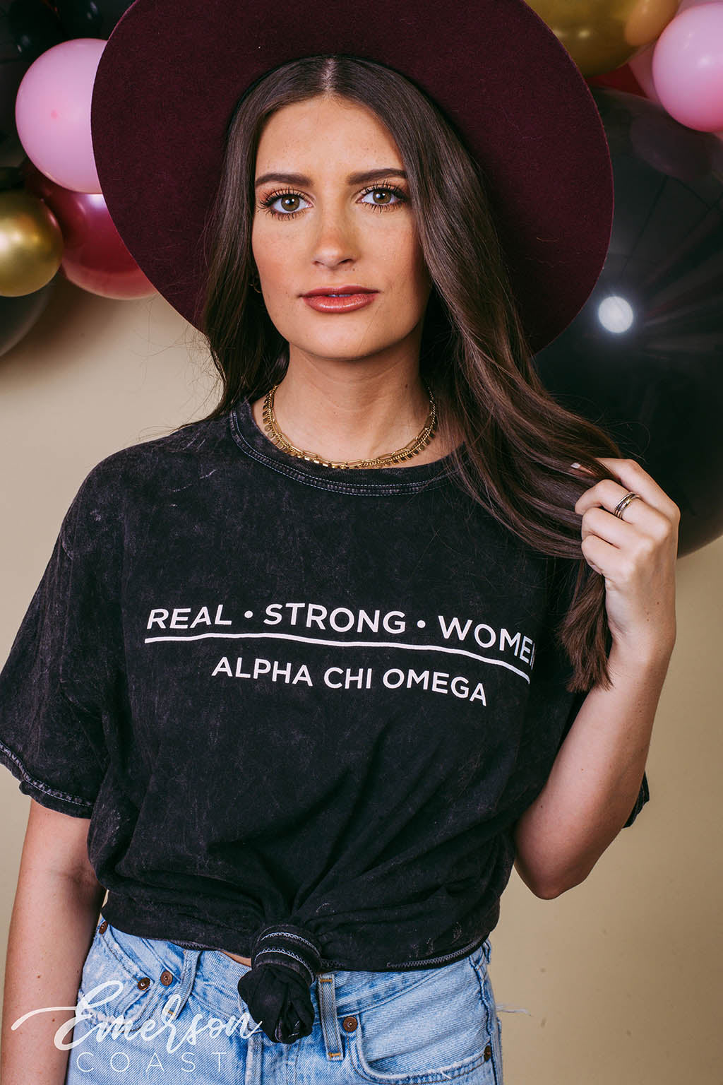 Alpha Chi Real Strong Women Mineral Wash Tee