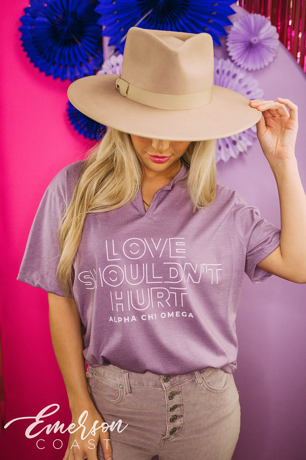 Alpha Chi Omega Philanthropy Love Shouldn't Hurt Notch Tee