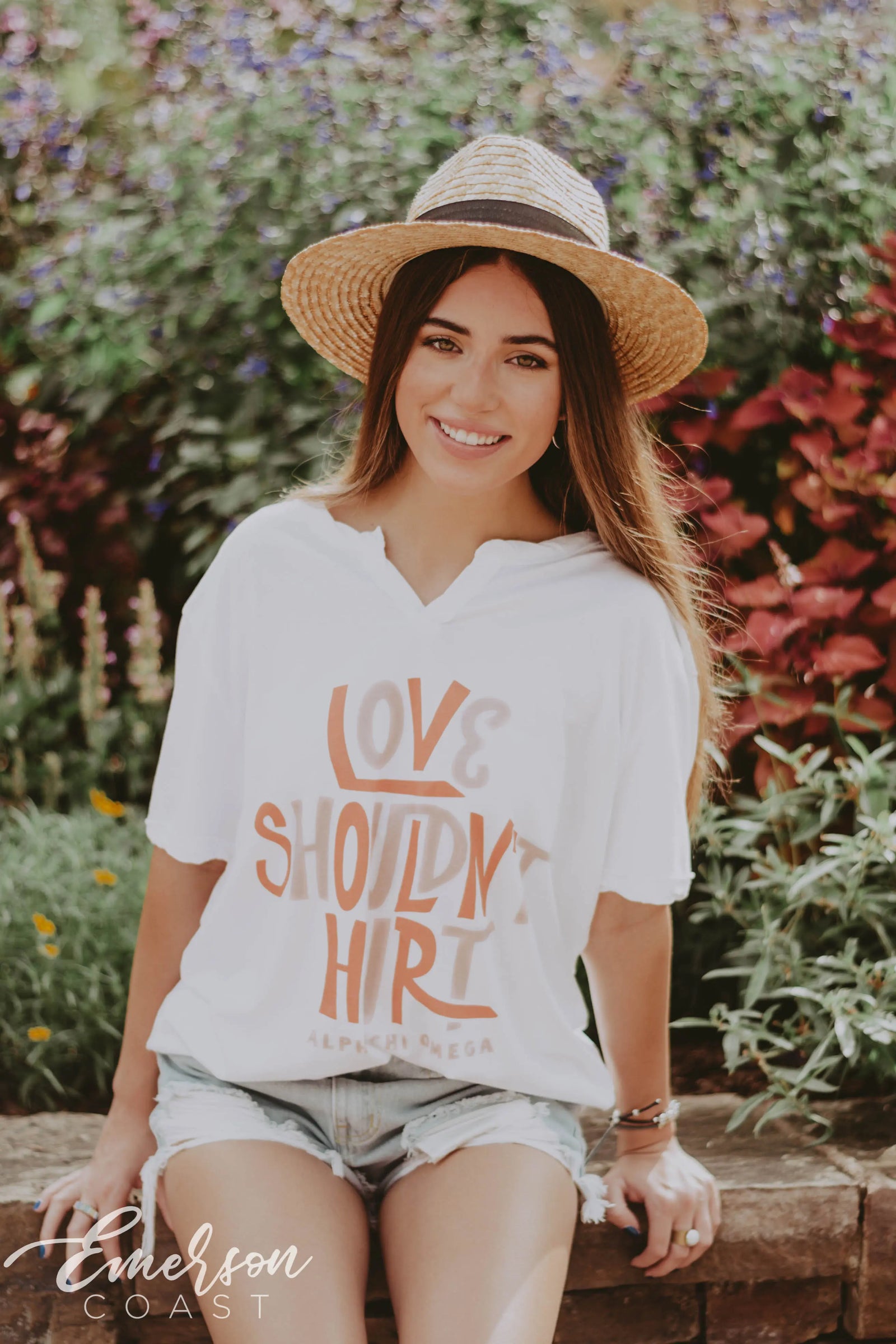 Alpha Chi Omega Love Shouldn't Hurt Notch Tee