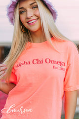 Alpha Chi Omega Neon Orange Tee