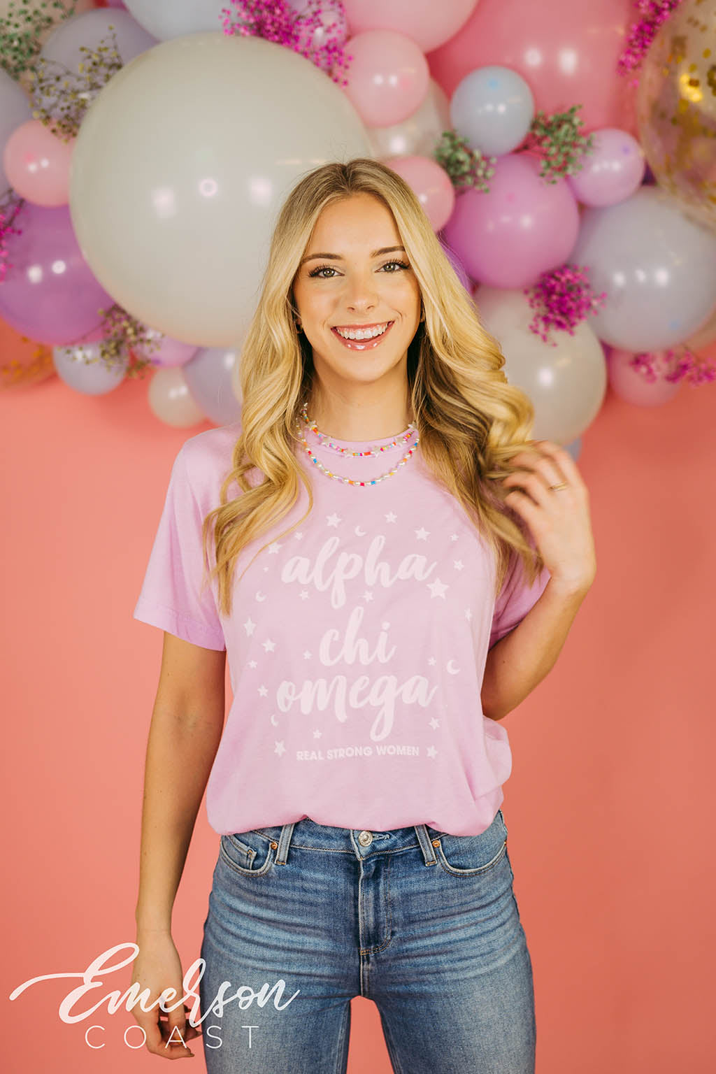 Alpha Chi Omega Lilac Real Strong Women Tee