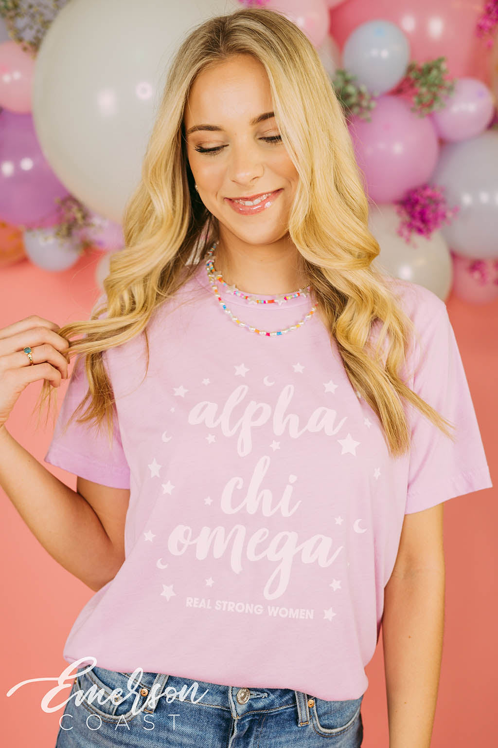 Alpha Chi Omega Lilac Real Strong Women Tee