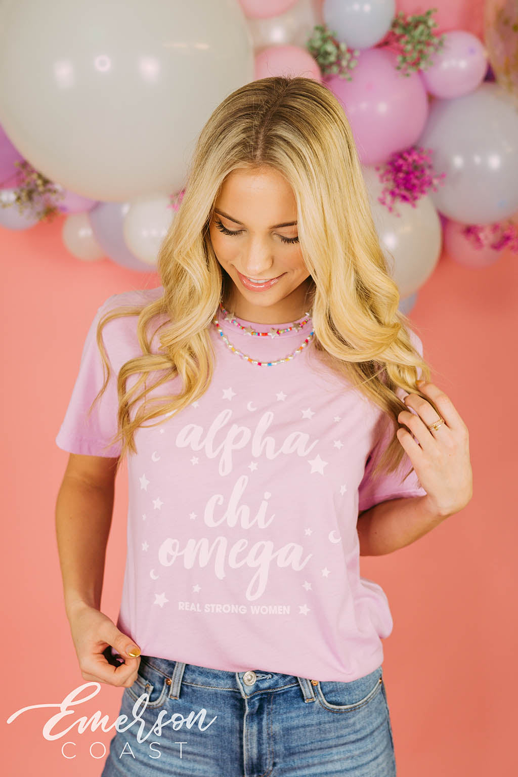Alpha Chi Omega Lilac Real Strong Women Tee