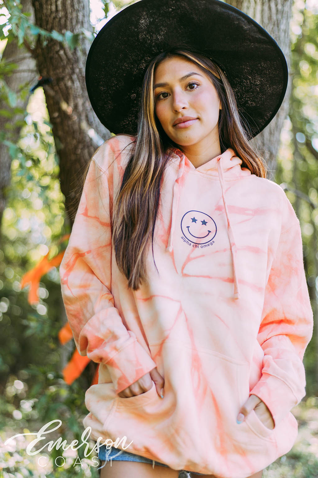 Alpha Chi Smiley Orange Hoodie