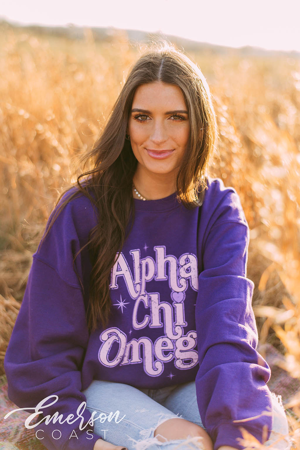 Alpha Chi Omega Purple Pr Crewneck