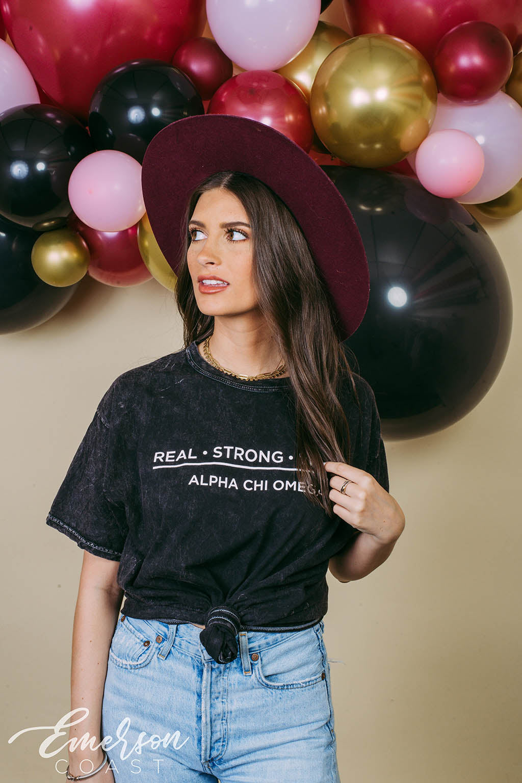 Alpha Chi Real Strong Women Mineral Wash Tee