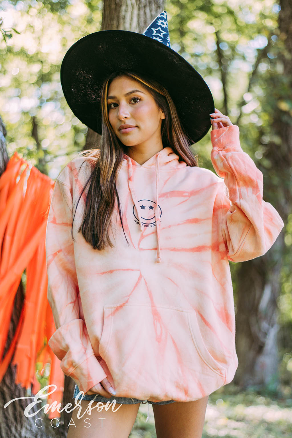 Alpha Chi Smiley Orange Hoodie