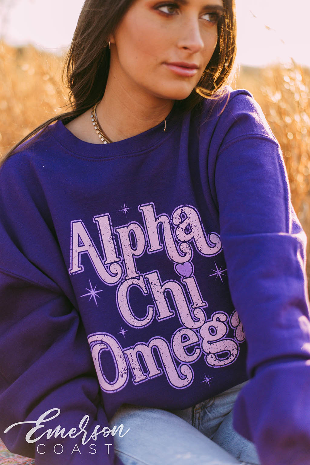 Alpha Chi Omega Purple Pr Crewneck