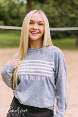 Alpha Delta Pi Gray Mineral Wash Long Sleeve Tee